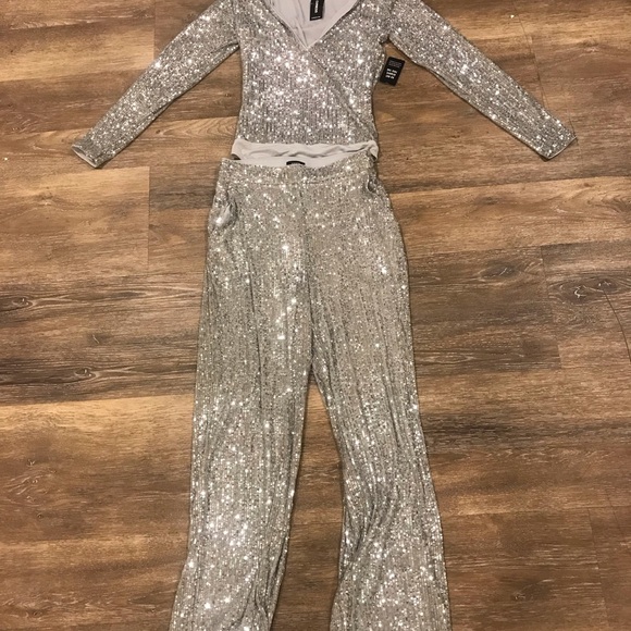 Silver Sequin Jumpsuit - Picture 2 of 2